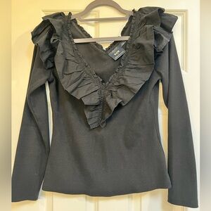 Maeve (Anthropologie) ruffled V-Neck knit top. Size Small